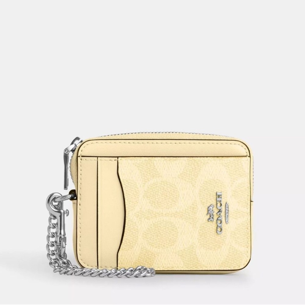 NWT Coach ZIP CARD CASE IN SIGNATURE CANVAS